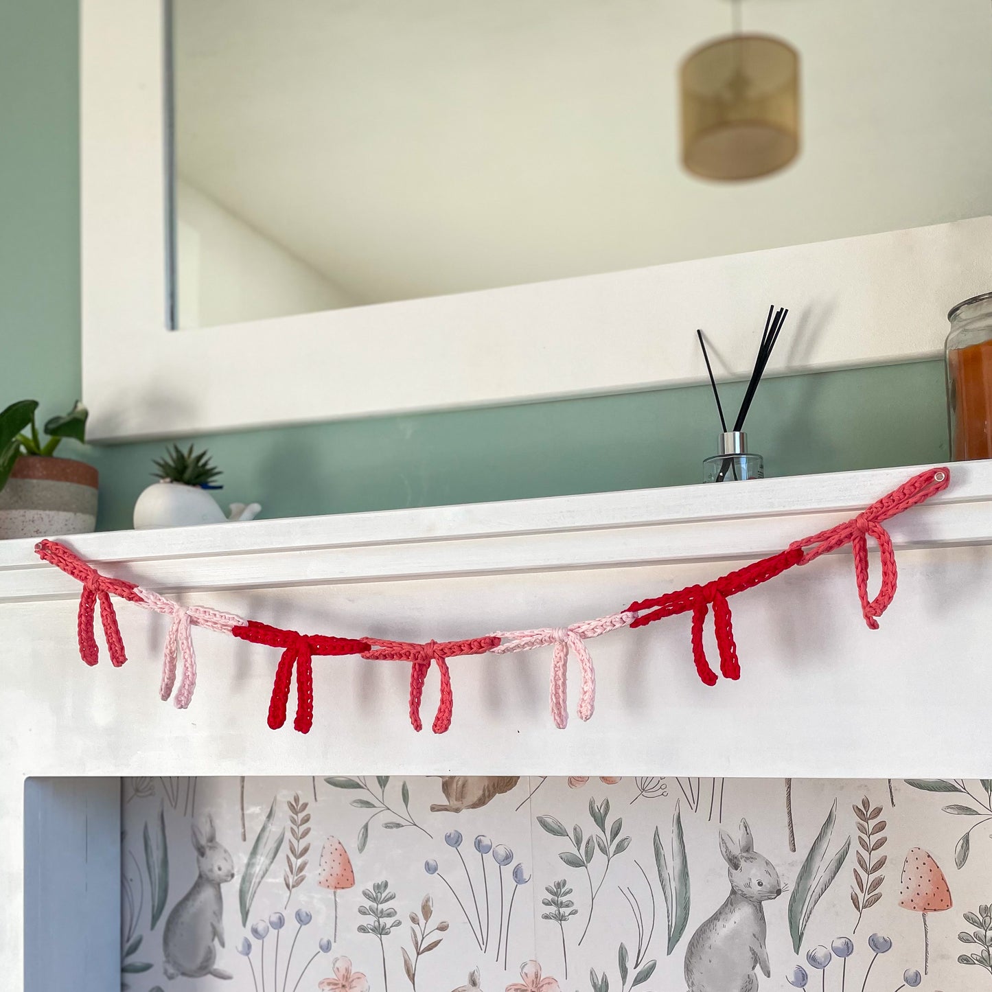 Crochet Valentines Bow Garland
