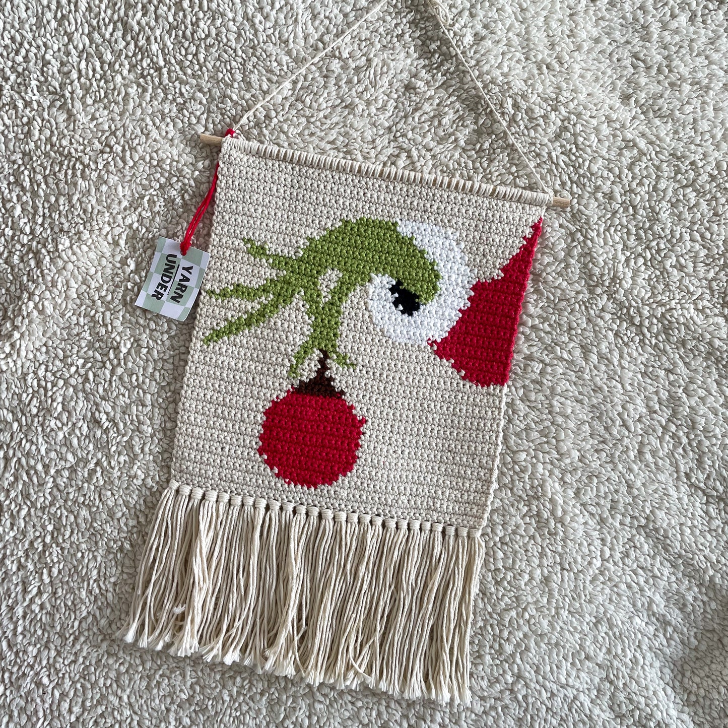 Crochet Christmas Grinch Bauble Wall Hanging