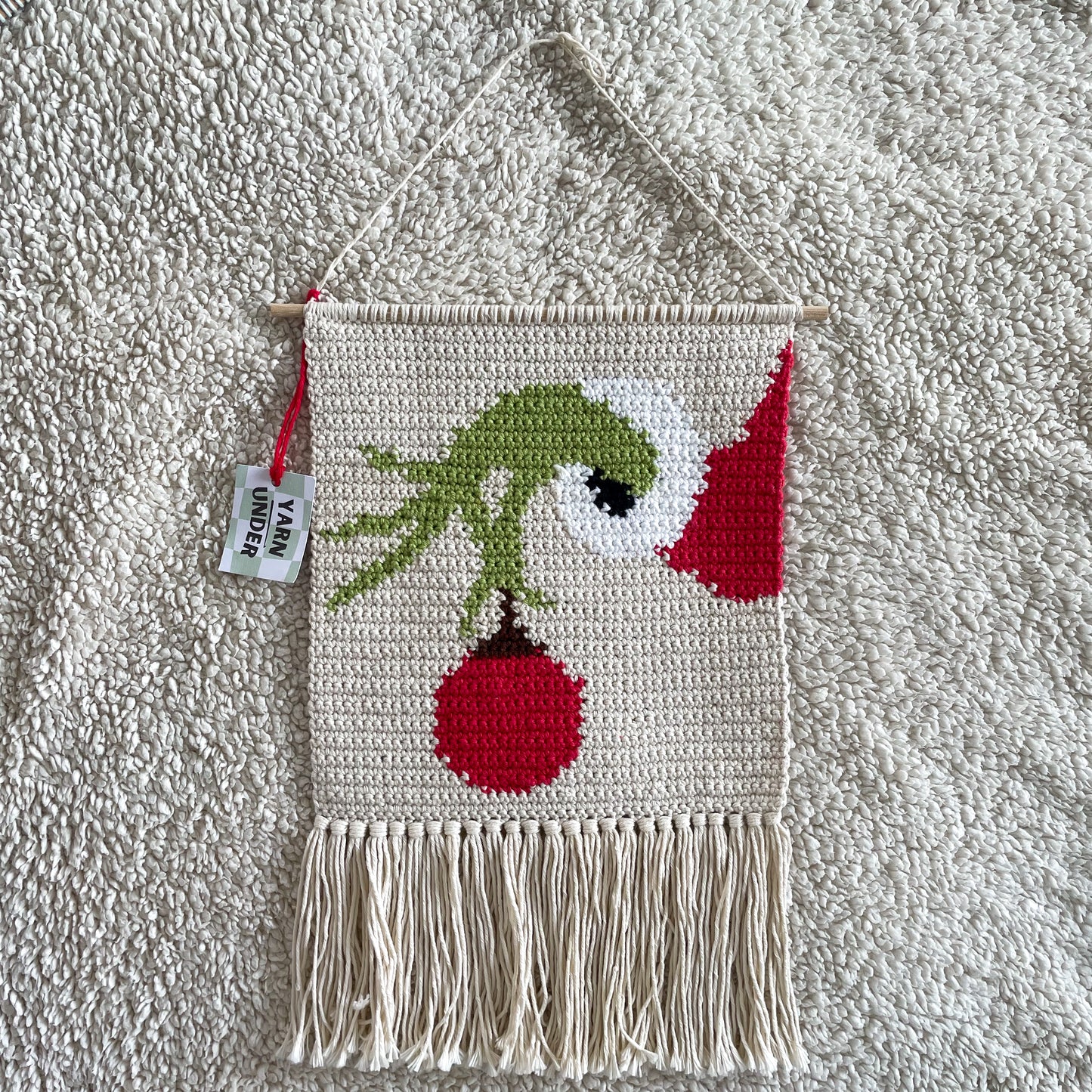 Crochet Christmas Grinch Bauble Wall Hanging