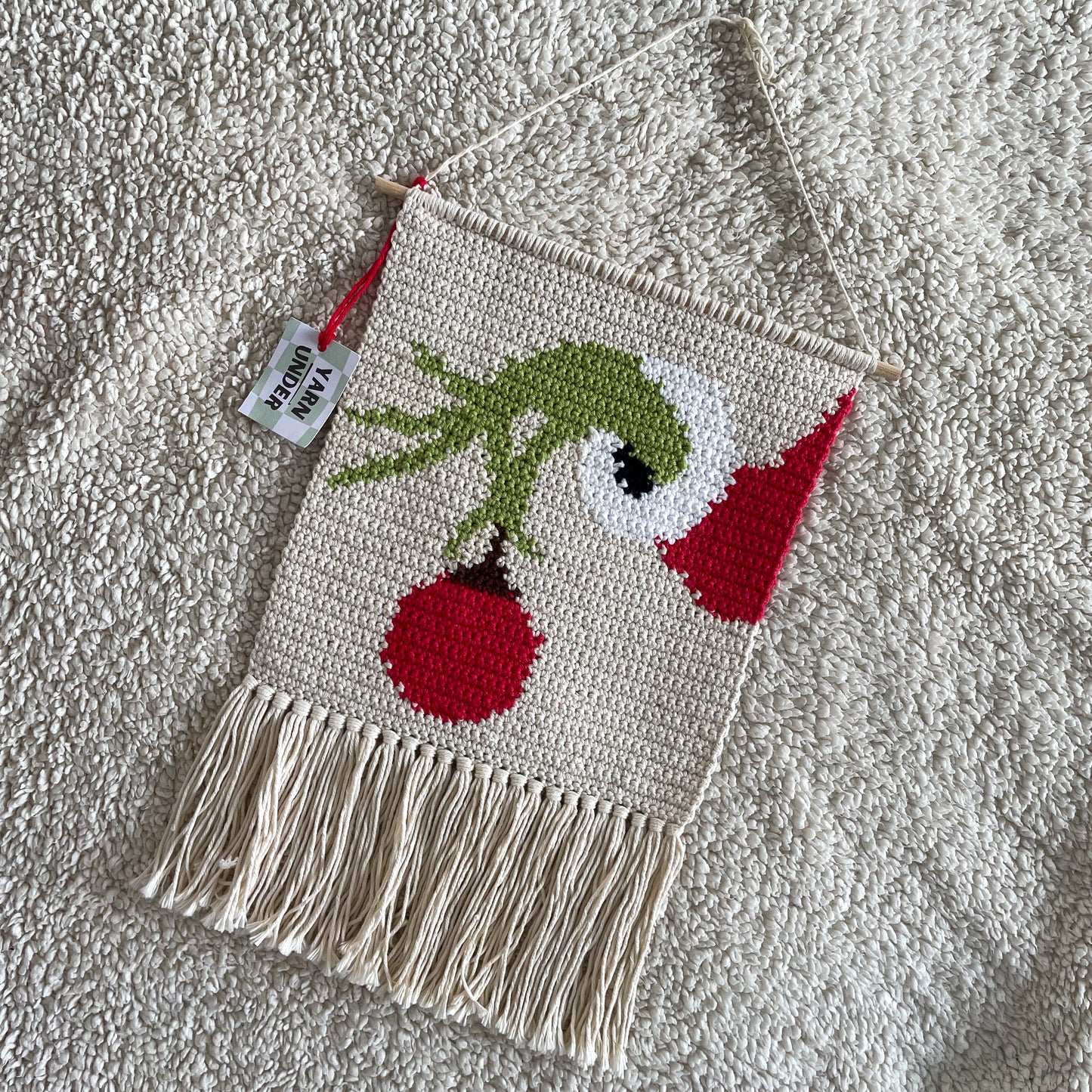 Crochet Christmas Grinch Bauble Wall Hanging