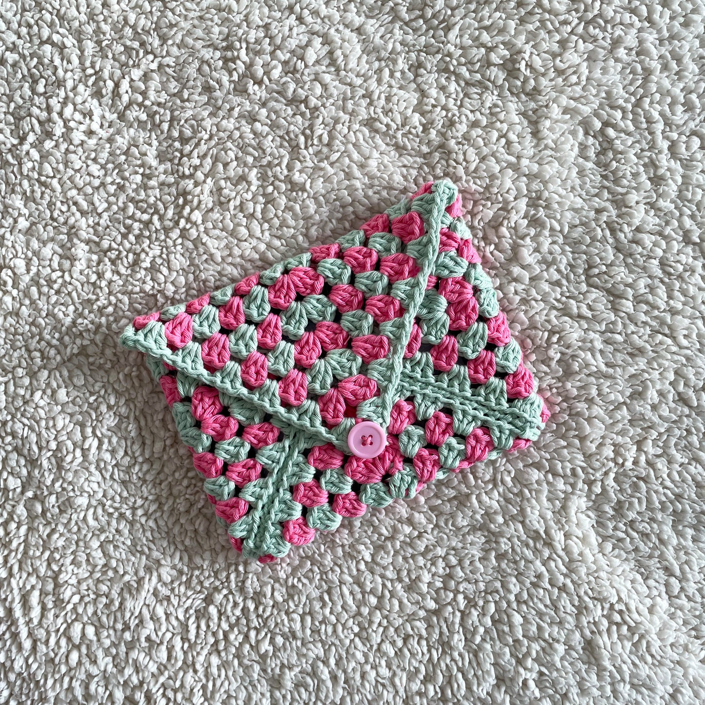 Crochet Kindle Sleeve in Pink/Mint Green