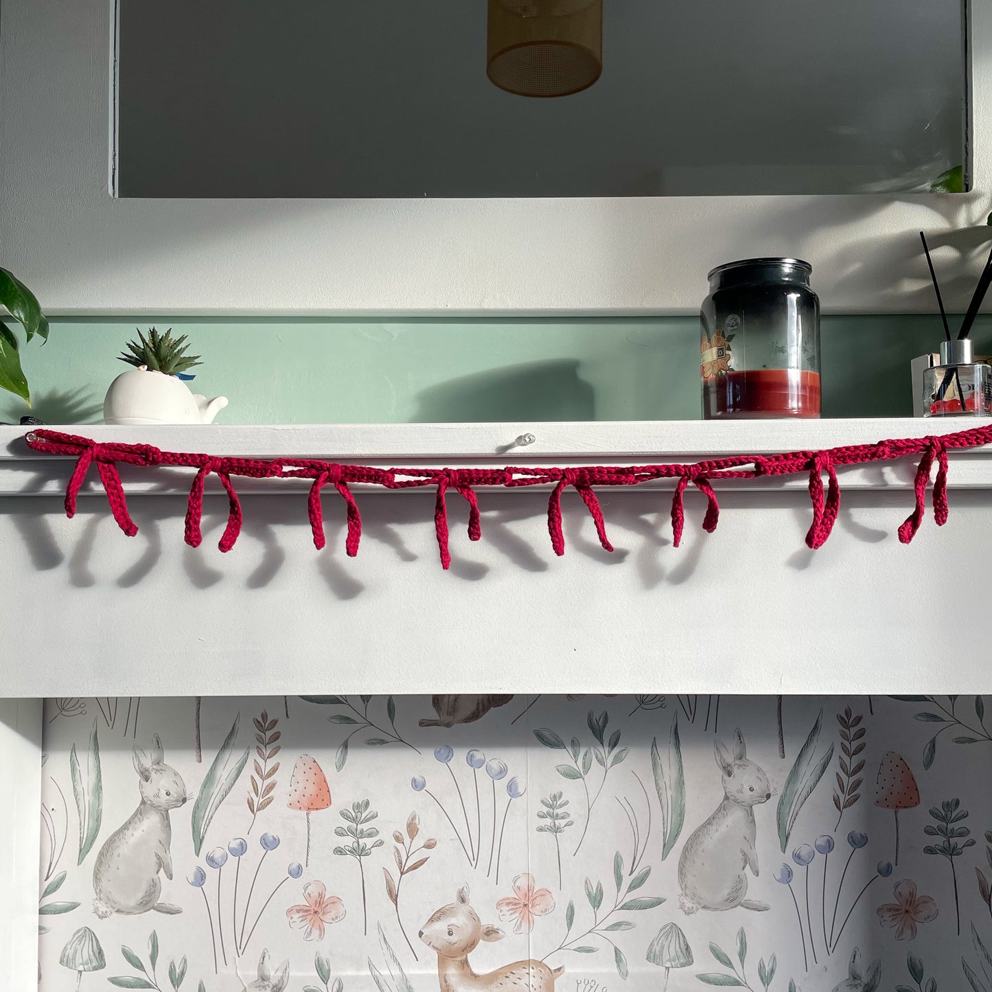 Crochet Burgundy Bow Garland