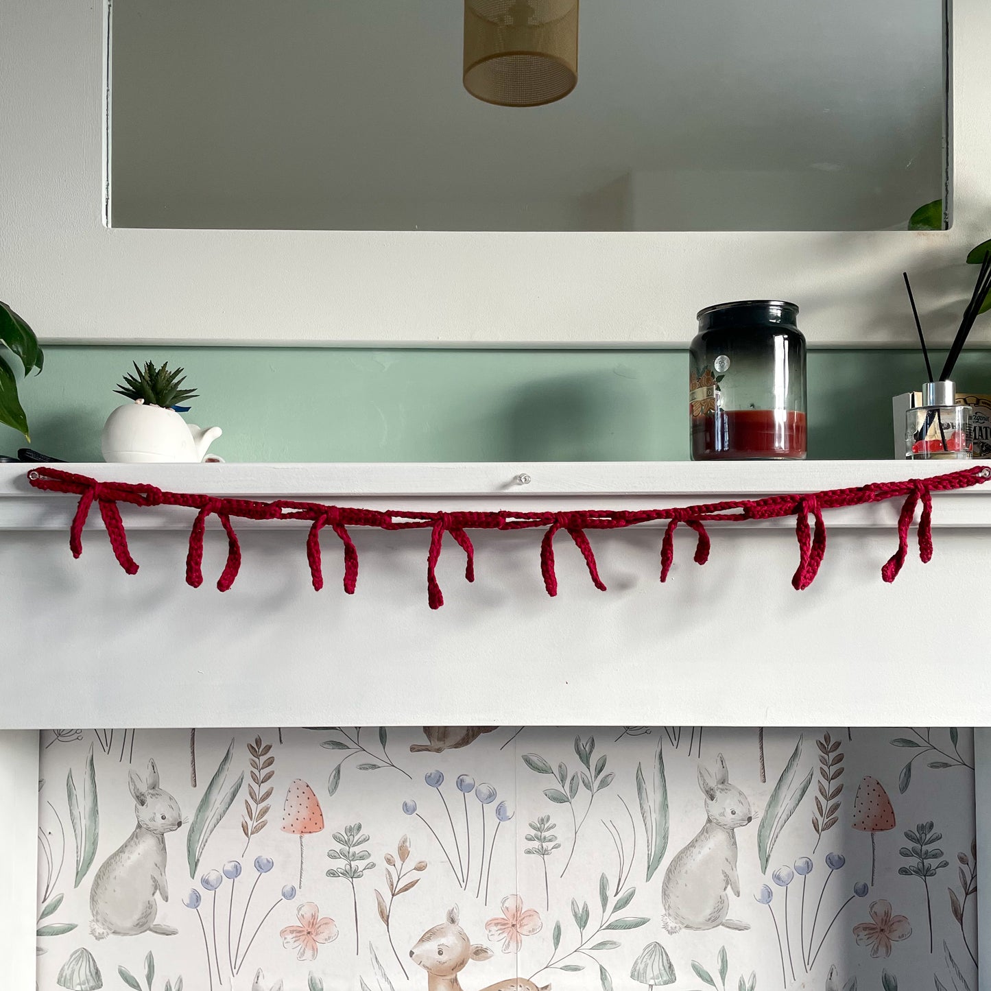 Crochet Burgundy Bow Garland