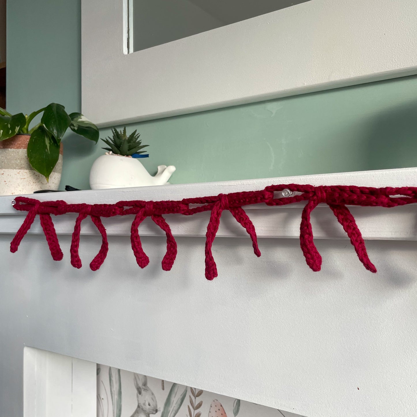 Crochet Burgundy Bow Garland