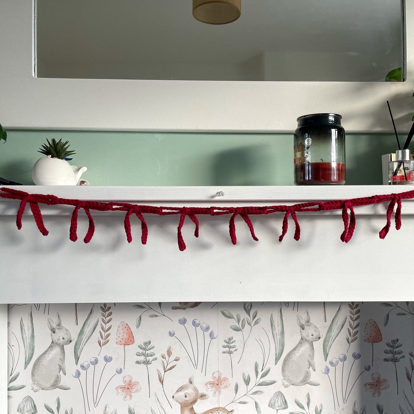Crochet Burgundy Bow Garland