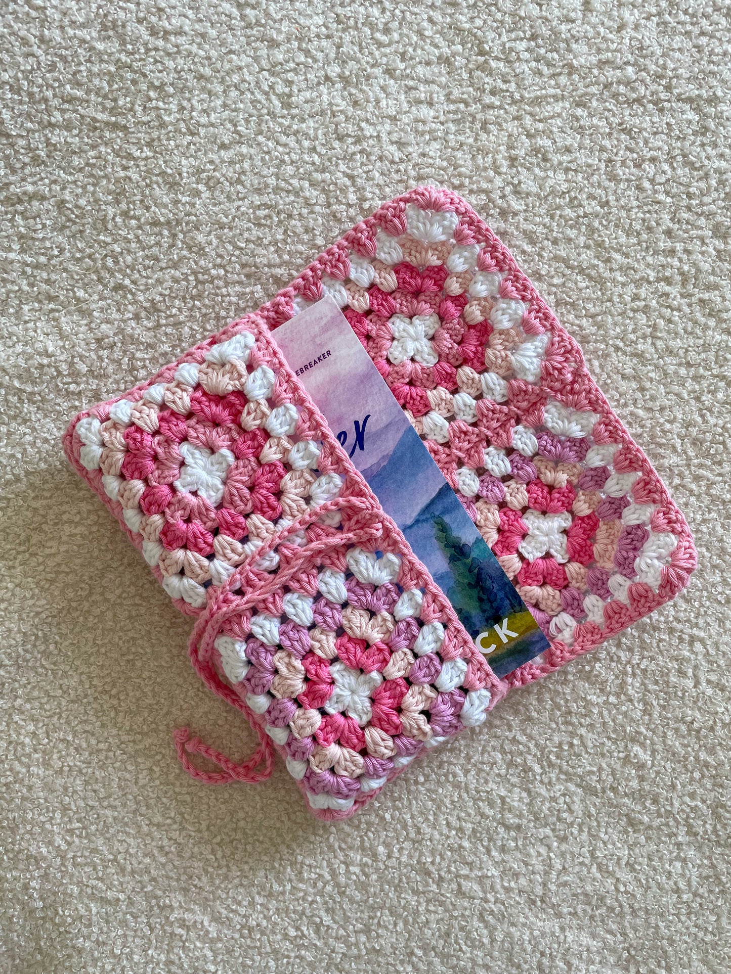 Crochet Book Sleeve in Pink