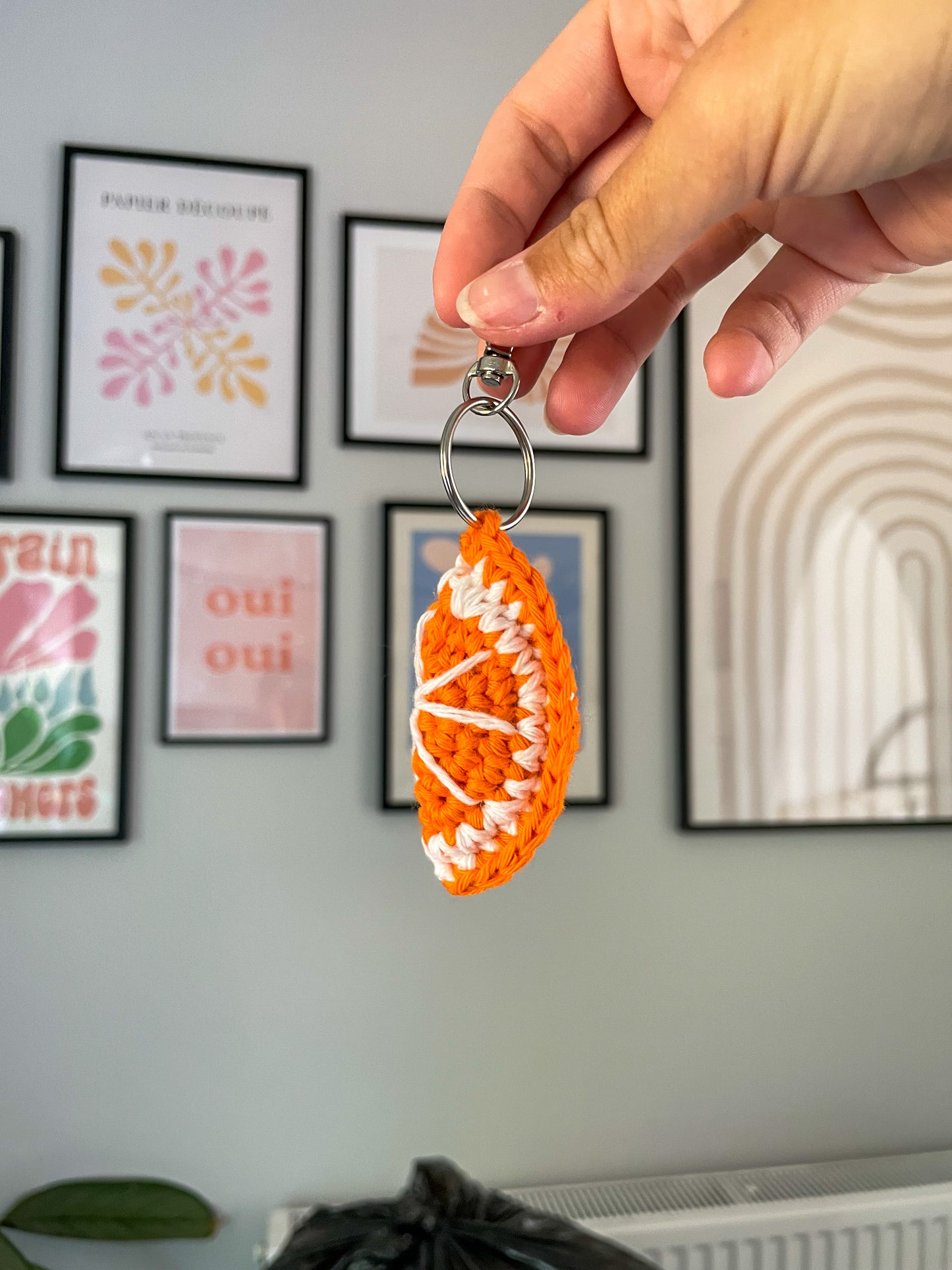 Crochet Orange Slice Keychain