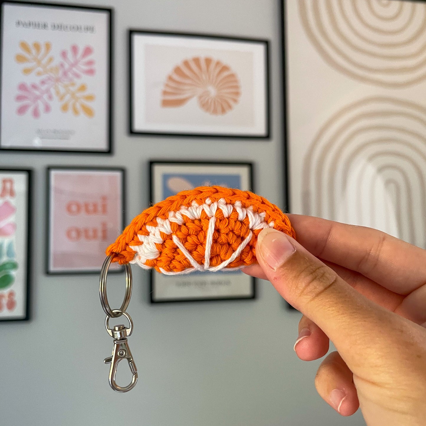 Crochet Orange Slice Keychain