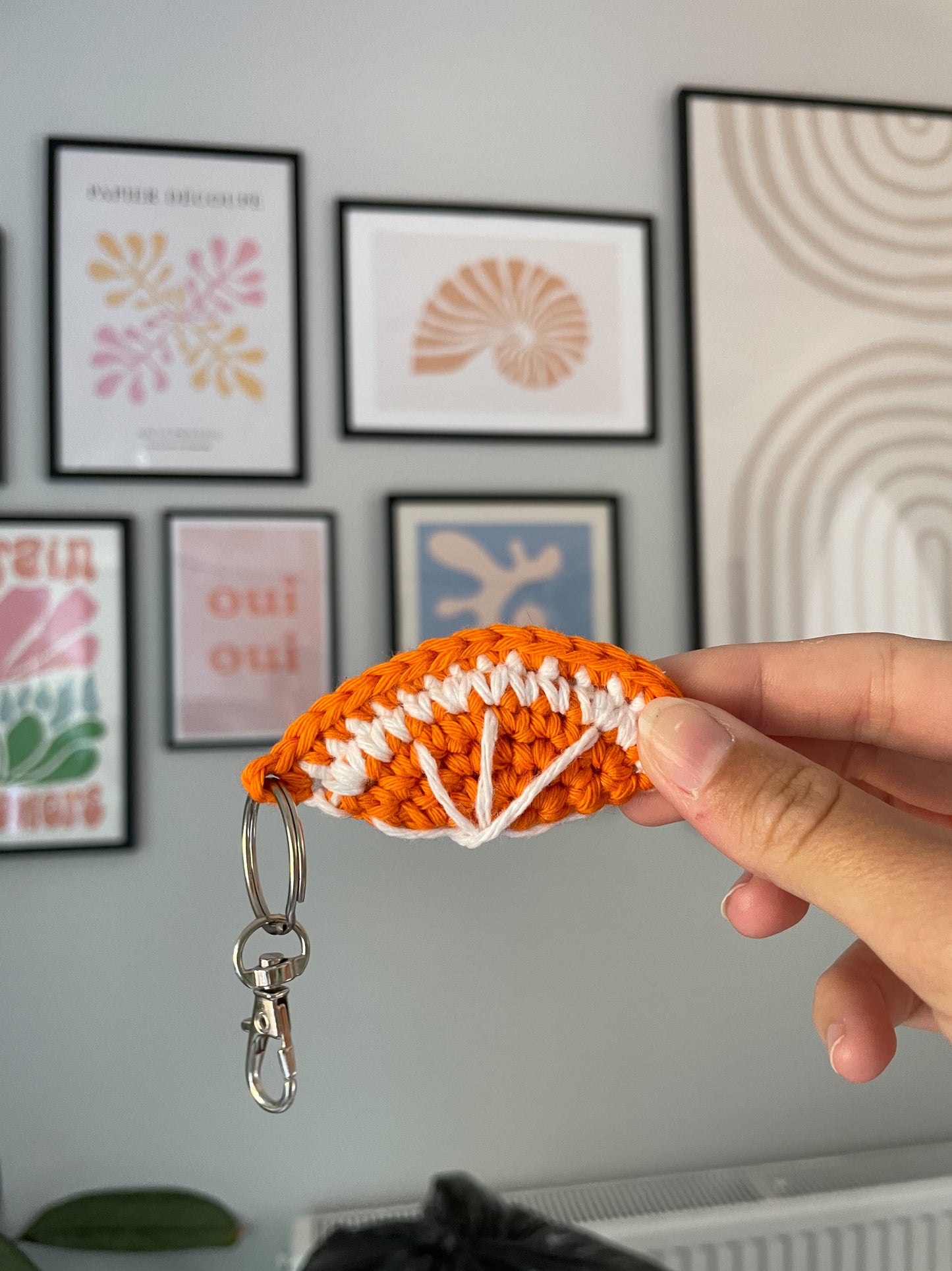 Crochet Orange Slice Keychain