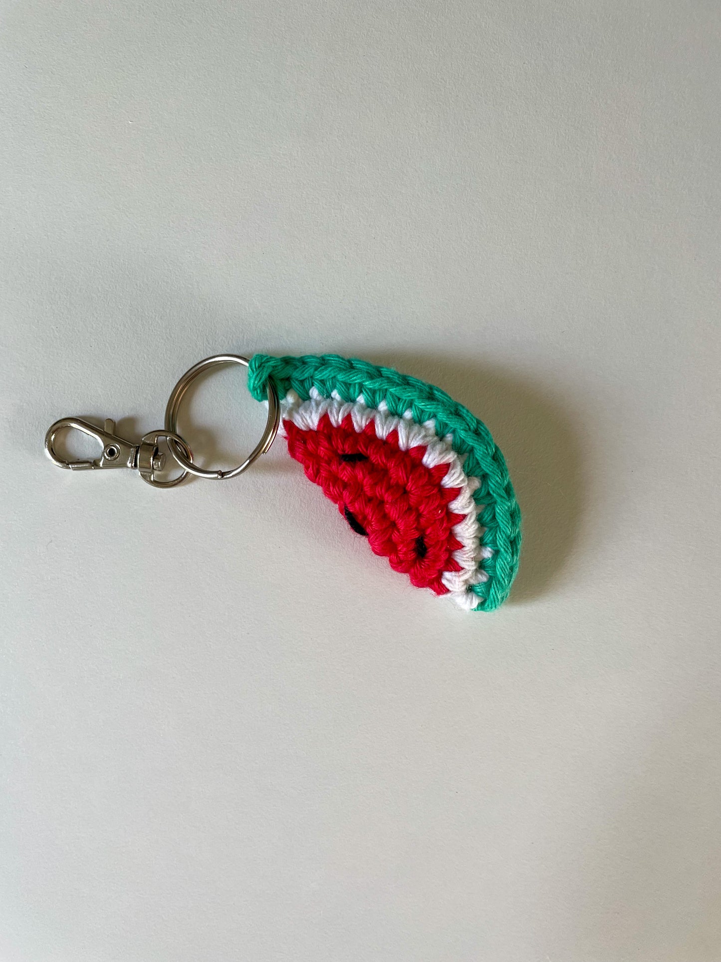 Crochet Watermelon Slice Keychain