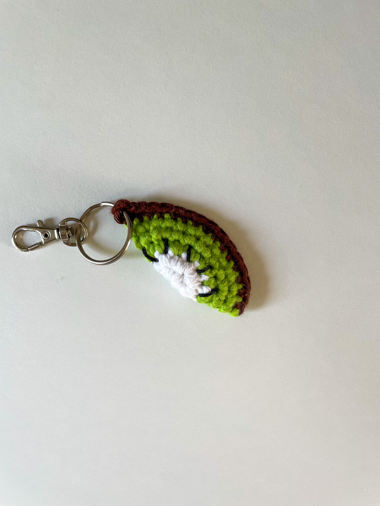 Crochet Kiwi Slice Keychain