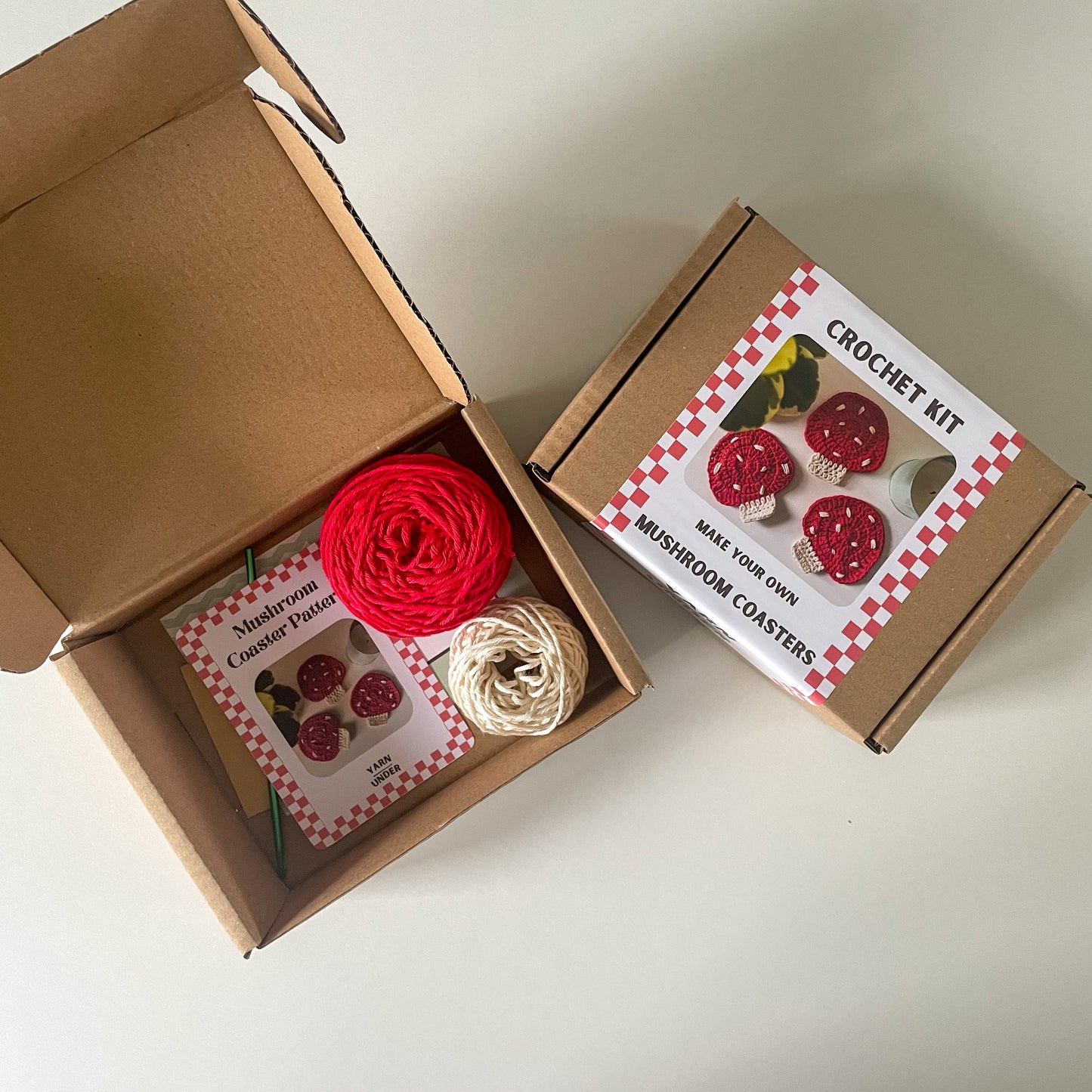 Crochet Mushroom Coaster Kit (x4 coasters)