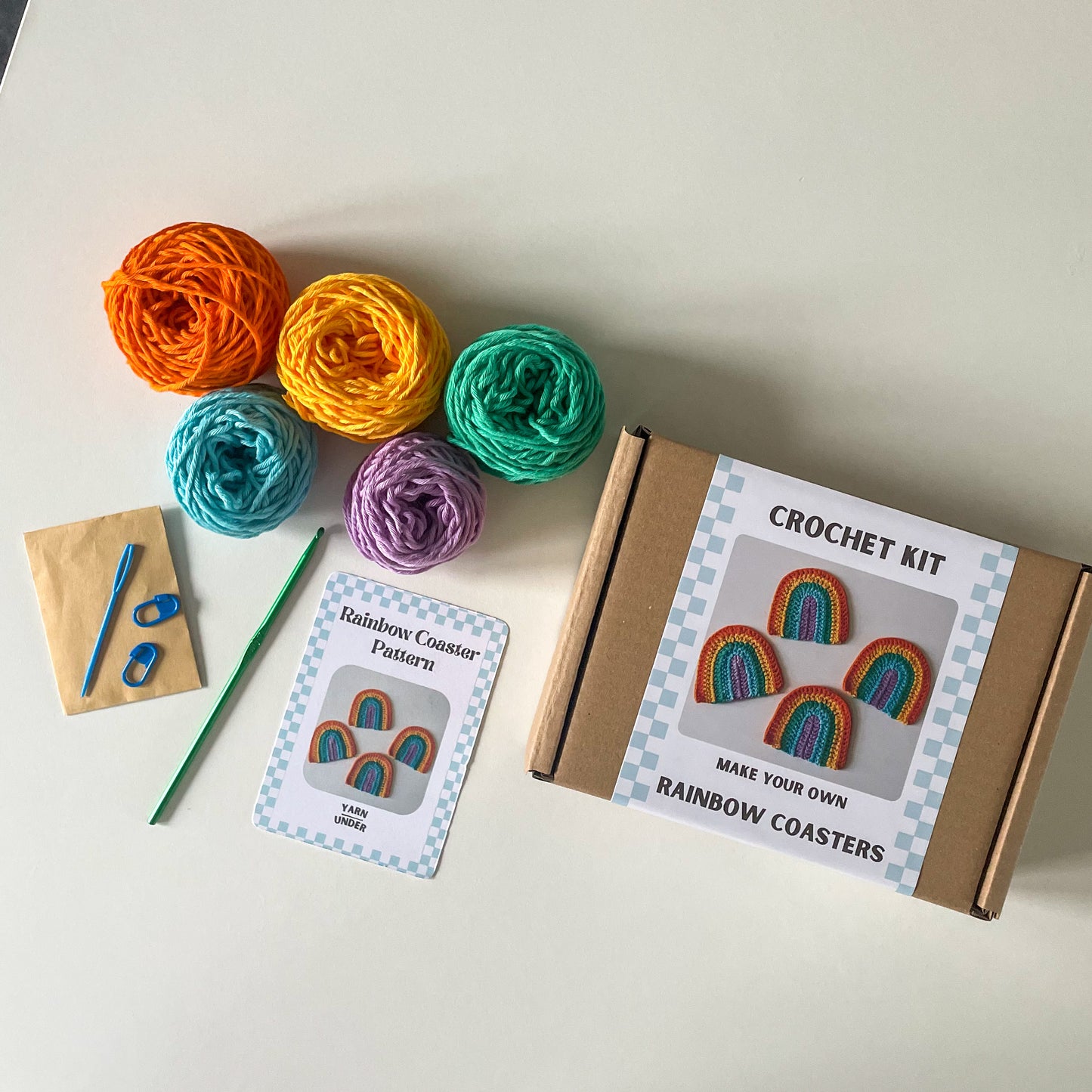 Crochet Rainbow Coaster Kit (x4 Coasters)