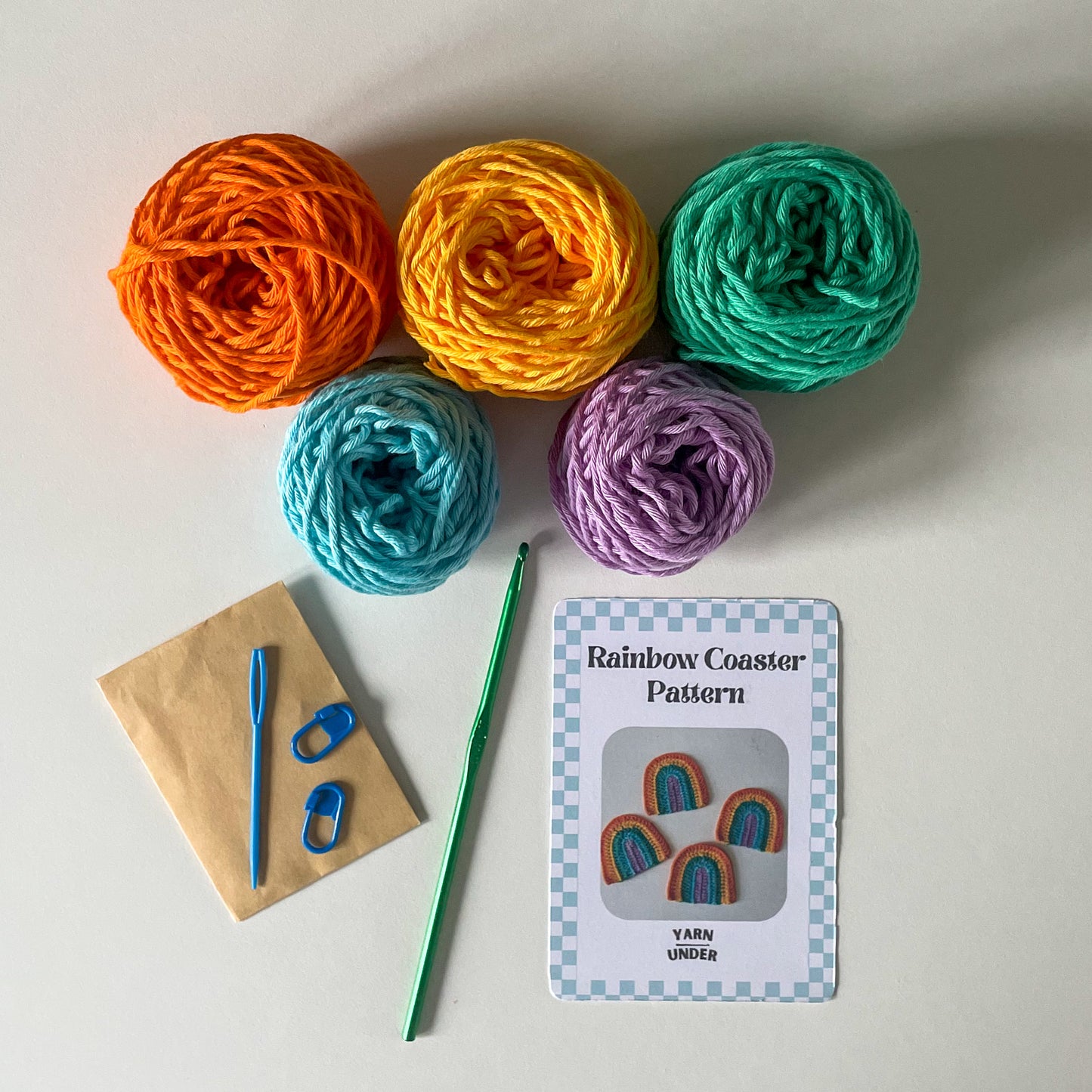 Crochet Rainbow Coaster Kit (x4 Coasters)