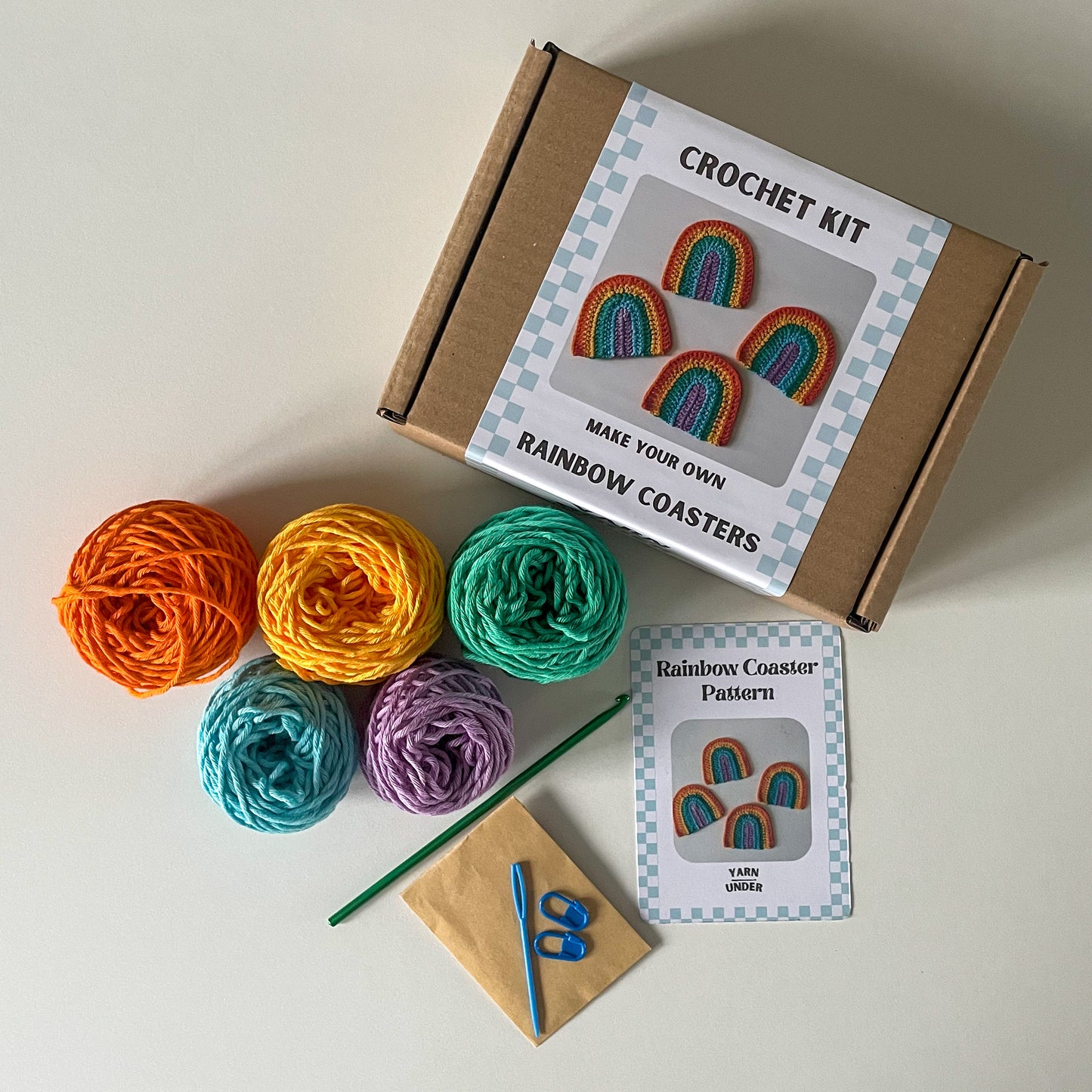 Crochet Rainbow Coaster Kit (x4 Coasters)