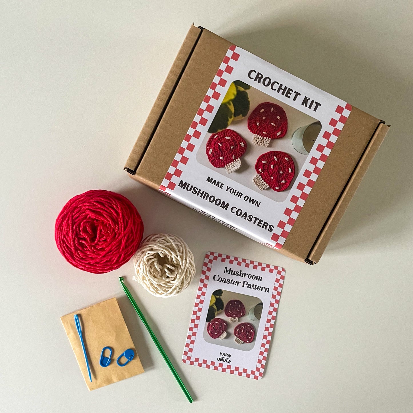 Crochet Mushroom Coaster Kit (x4 coasters)