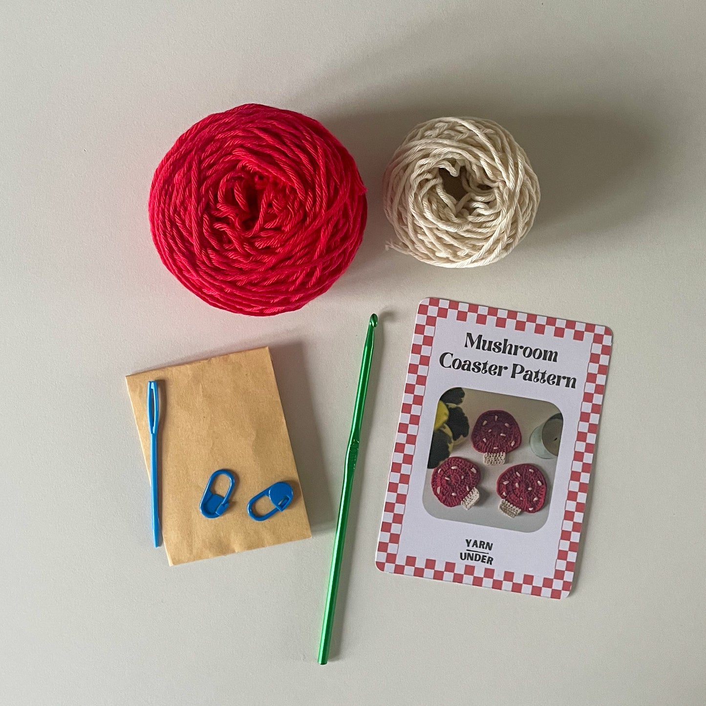 Crochet Mushroom Coaster Kit (x4 coasters)