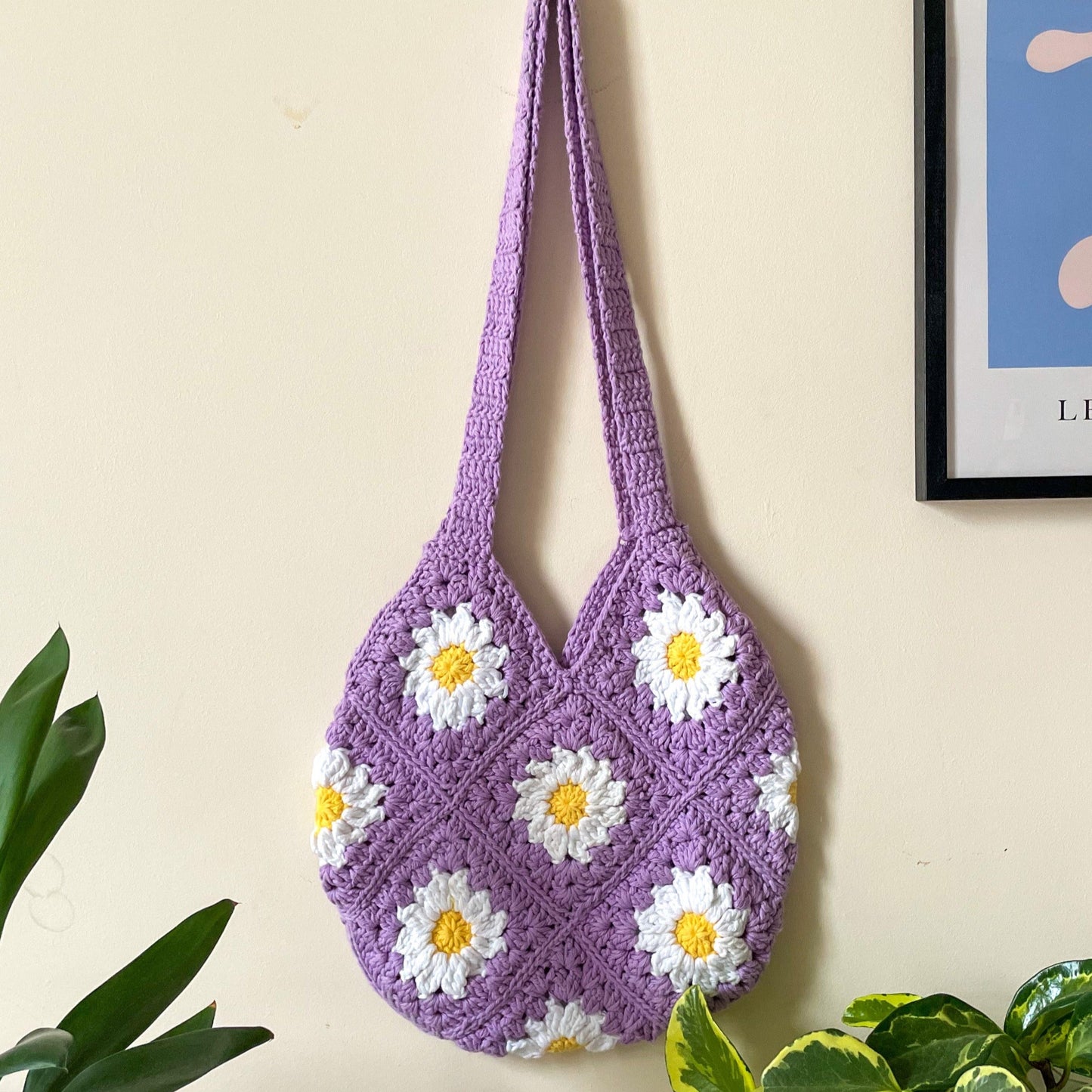 Crochet Daisy Bag in Purple