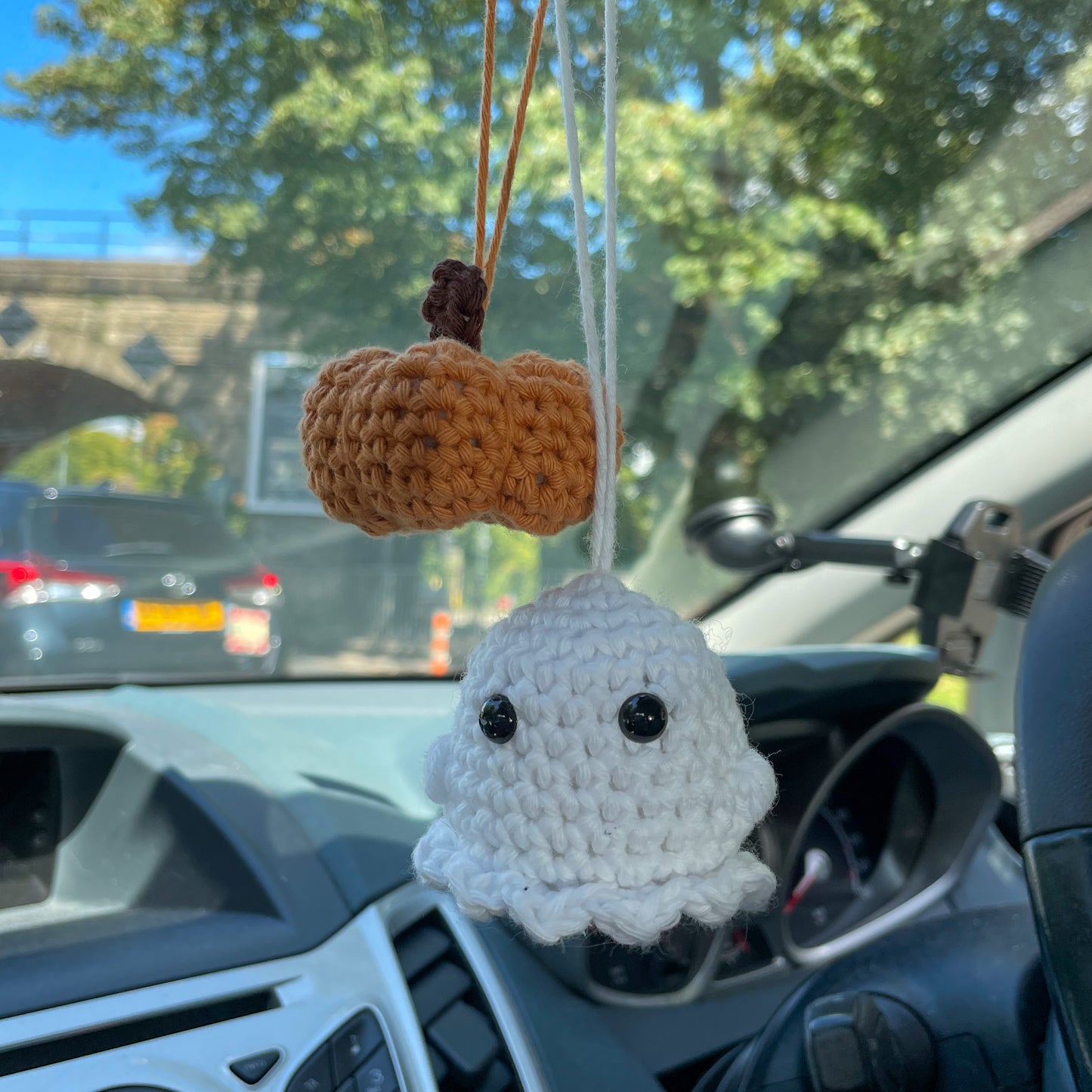 Crochet Ghost Car Charm | Halloween