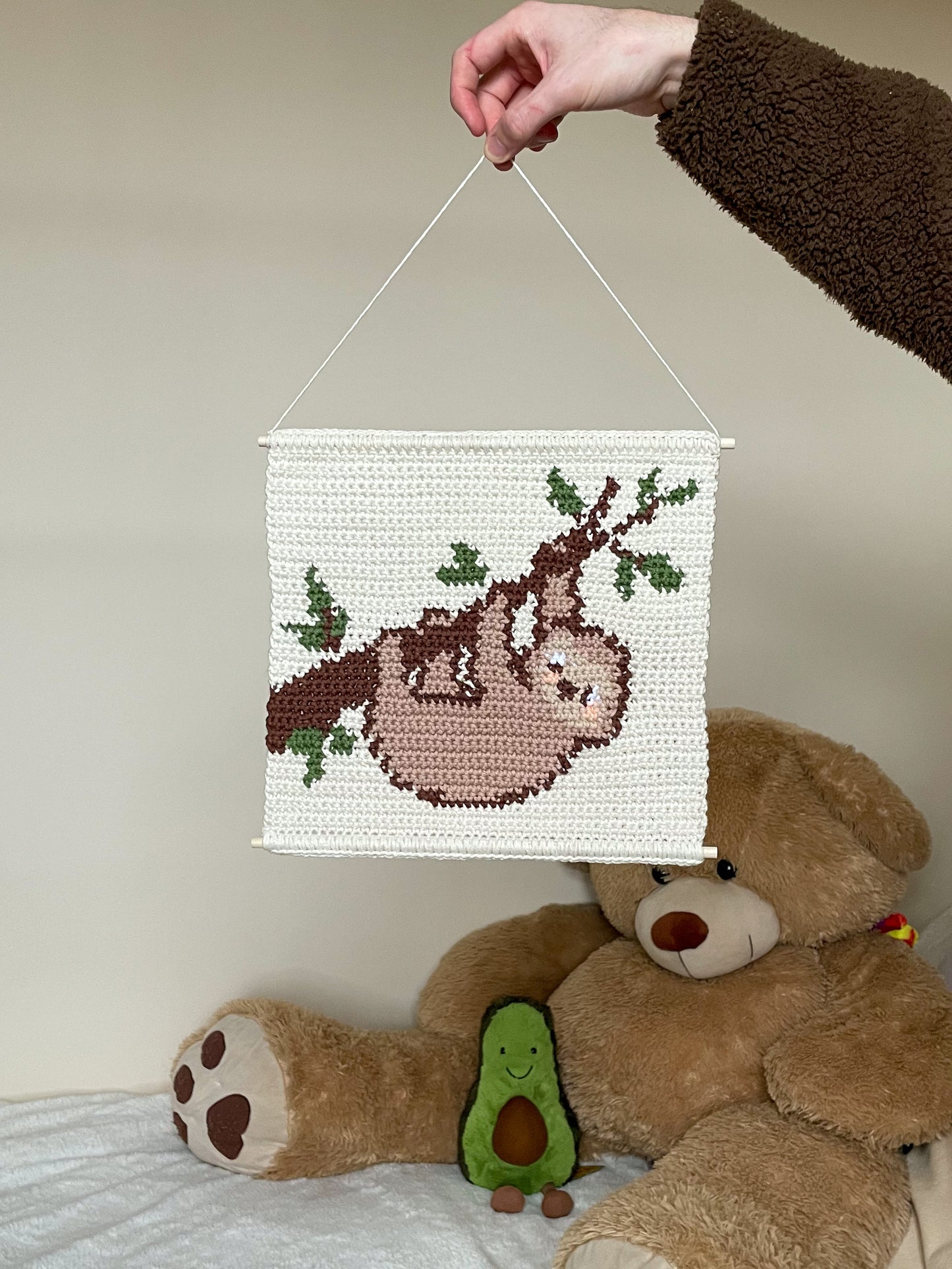 Crochet Sloth Wall Hanging