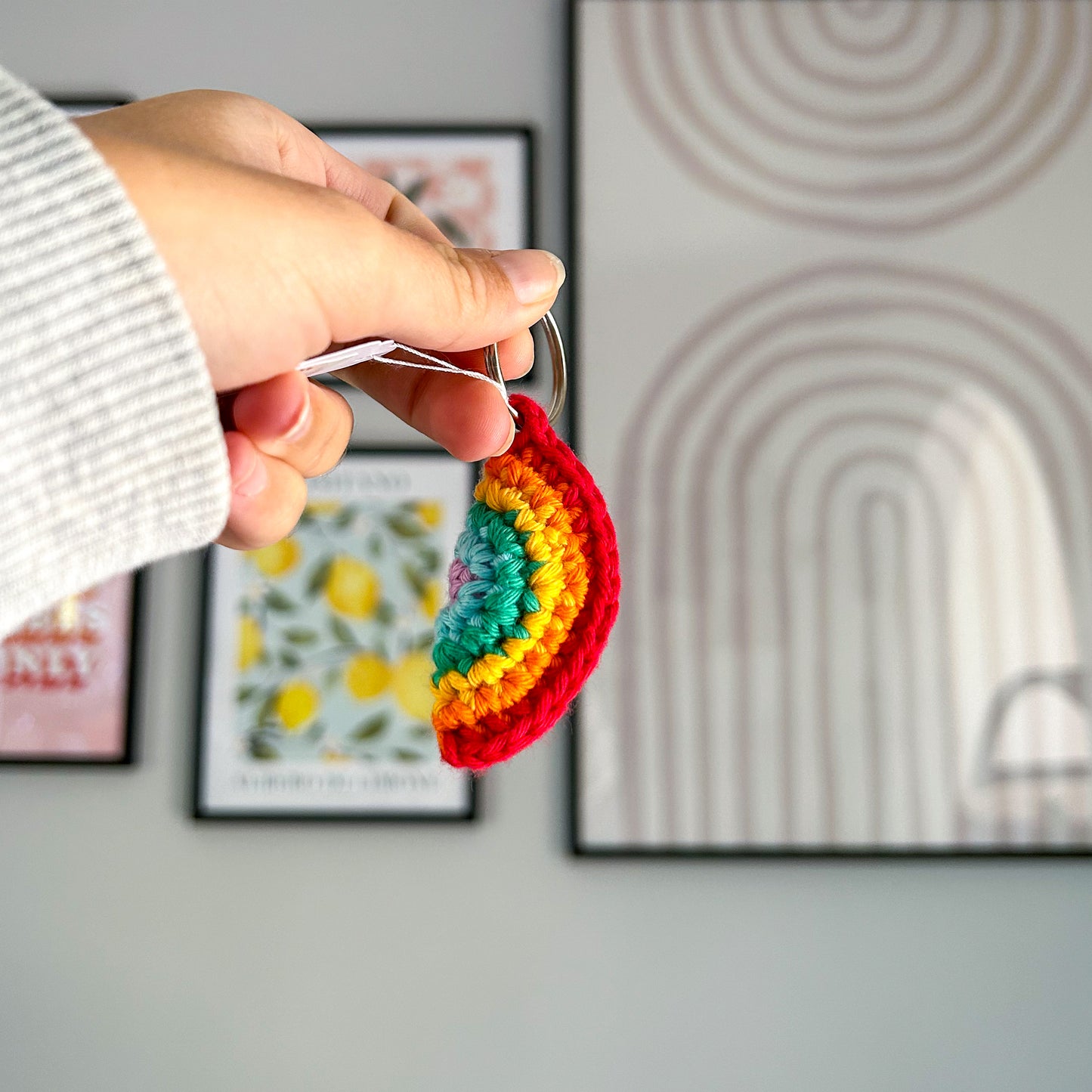 Crochet Rainbow Keychain