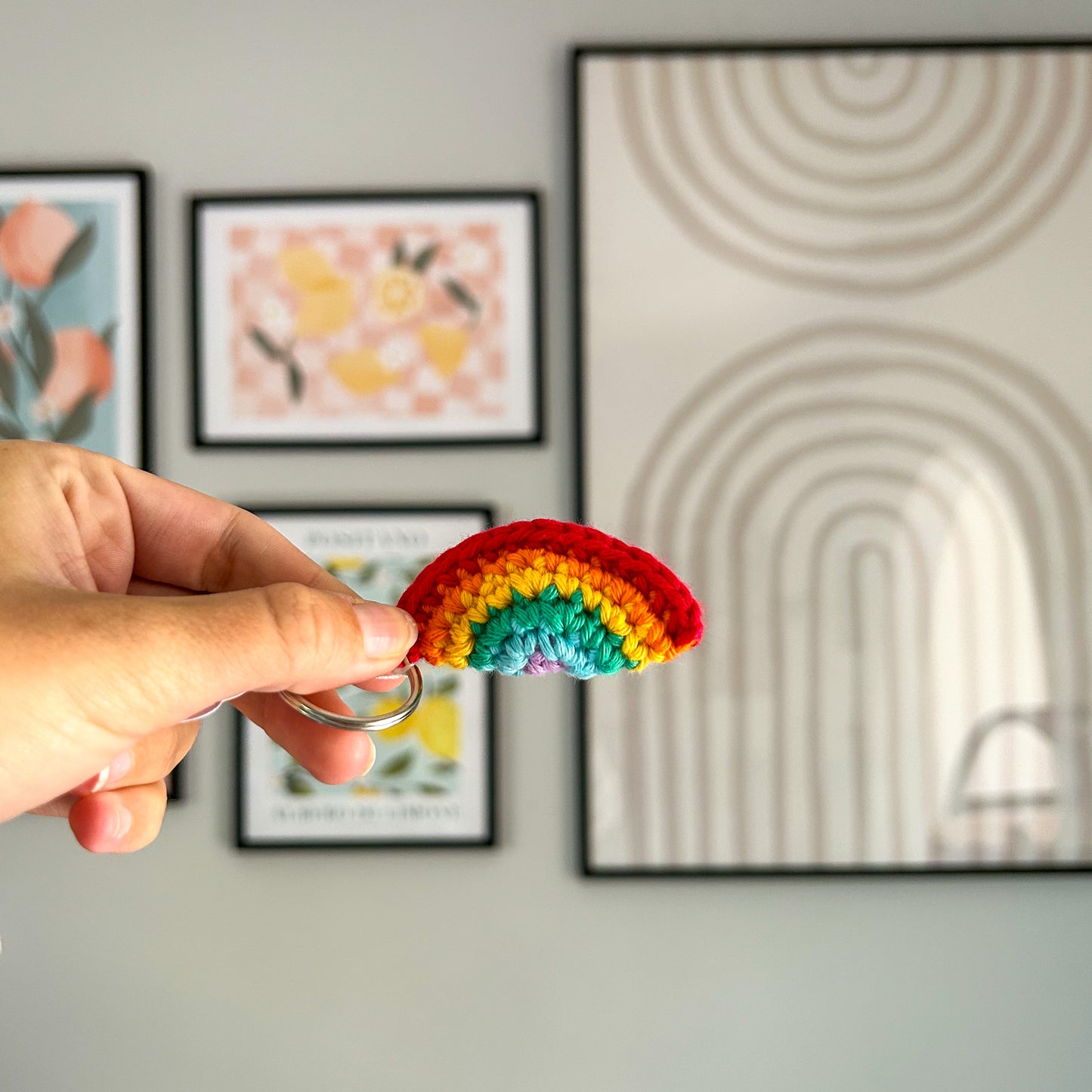 Crochet Rainbow Keychain