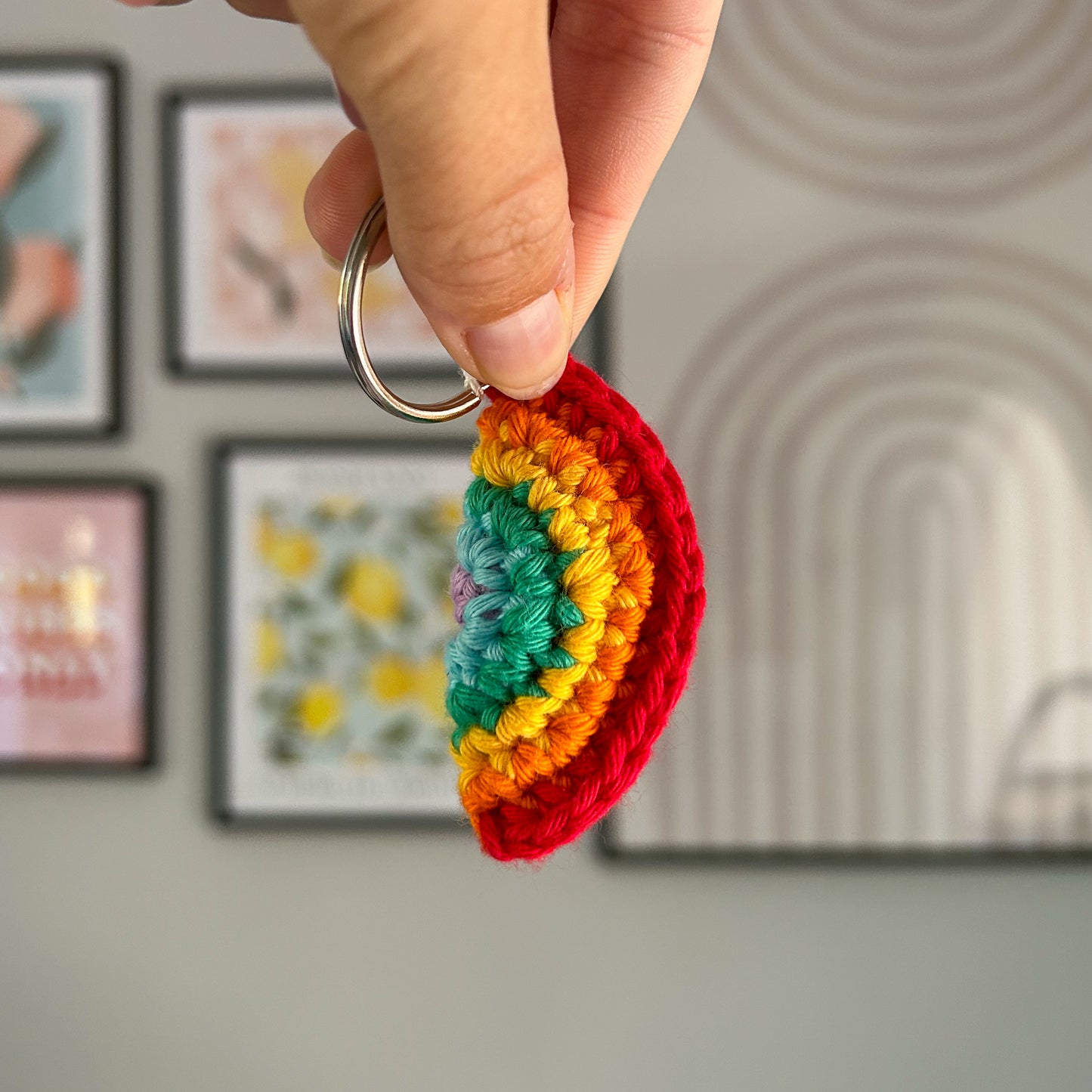 Crochet Rainbow Keychain