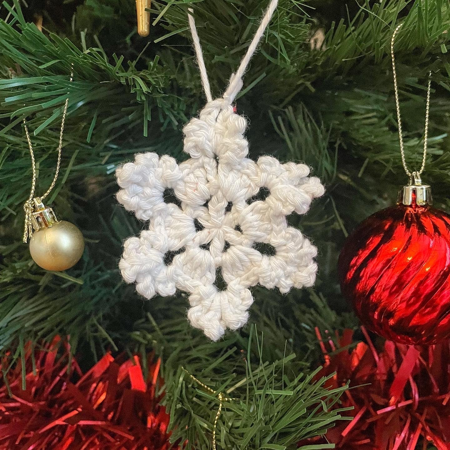 Crochet Snowflake Christmas Tree Ornament