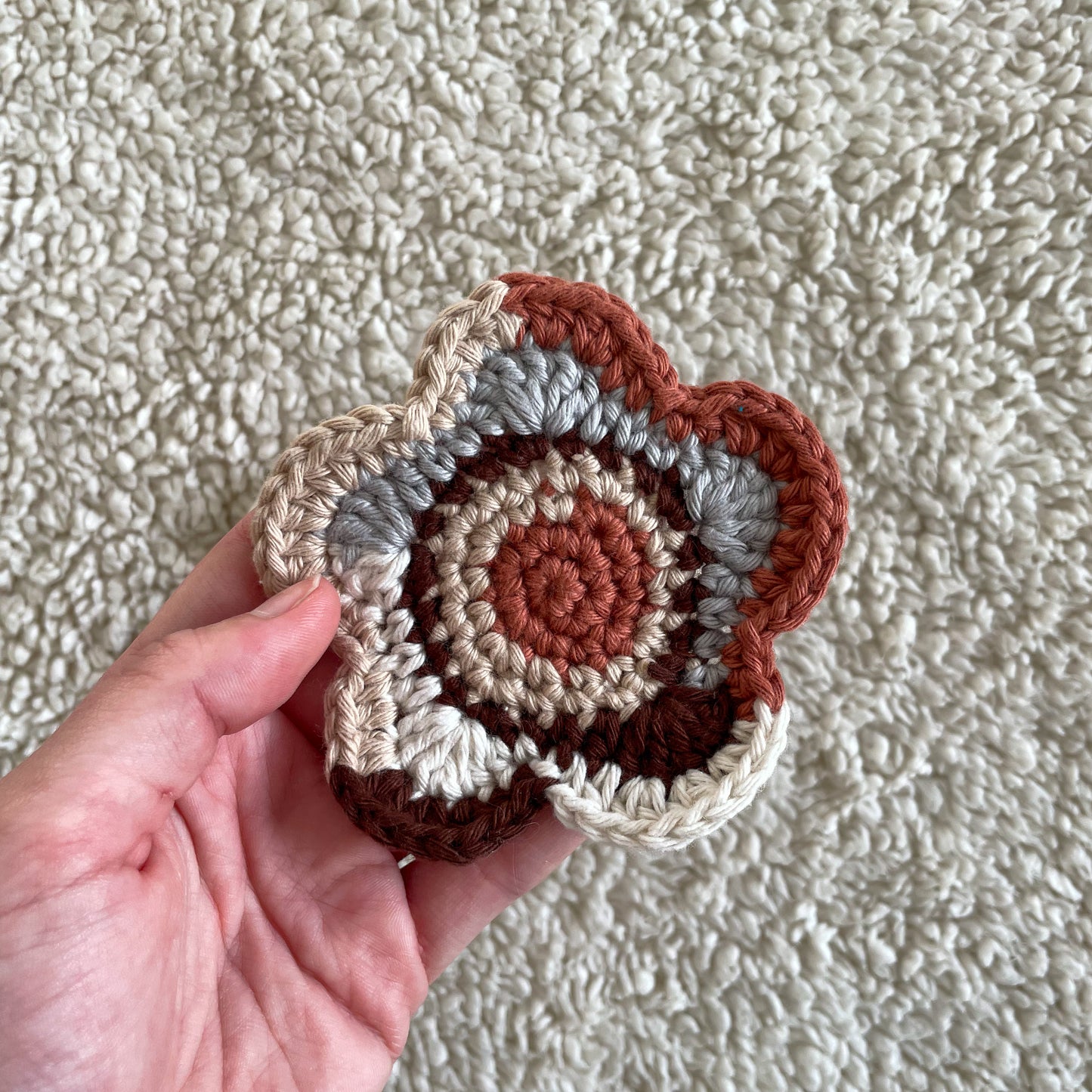 Set of 3 Ready Made Scrap Yarn Flower Coasters