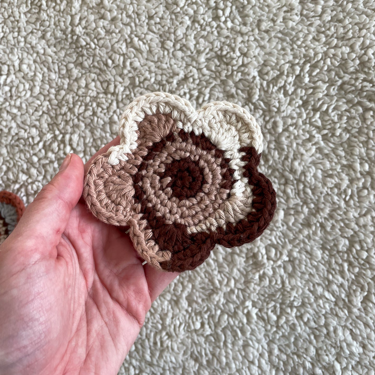 Set of 3 Ready Made Scrap Yarn Flower Coasters