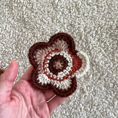 Set of 3 Ready Made Scrap Yarn Flower Coasters