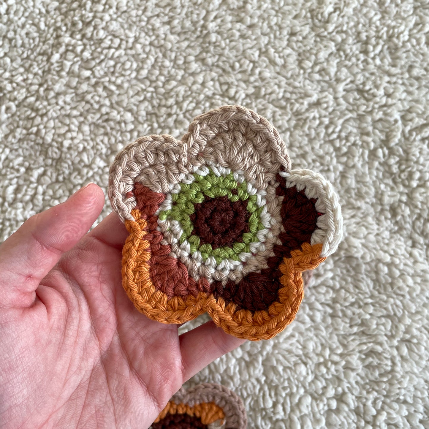 Set of 3 Ready Made Scrap Yarn Flower Coasters