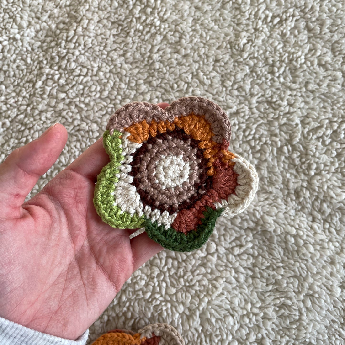 Set of 3 Ready Made Scrap Yarn Flower Coasters