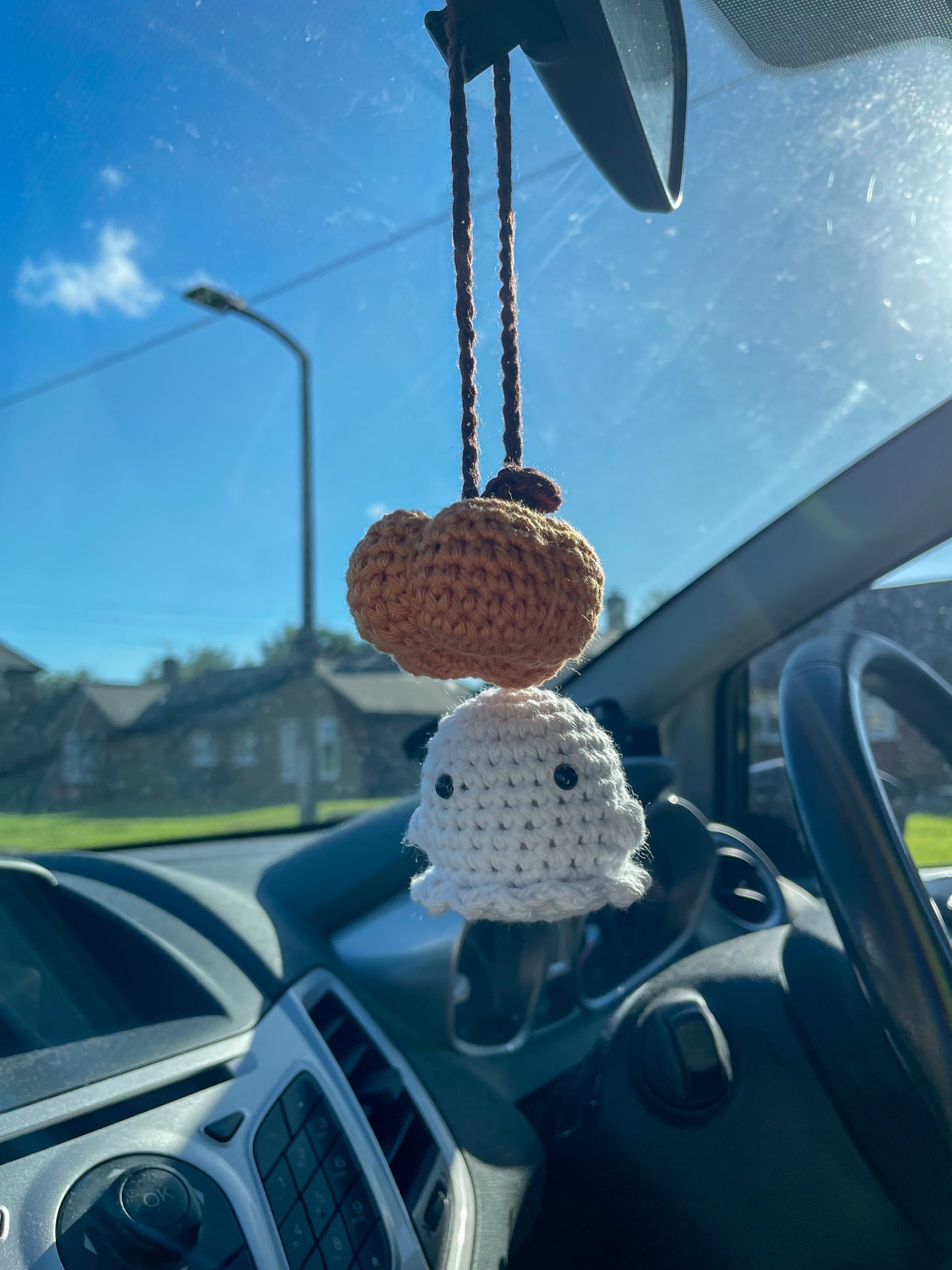 Crochet Double Ghostie/Pumpkin  Car Charm | Halloween