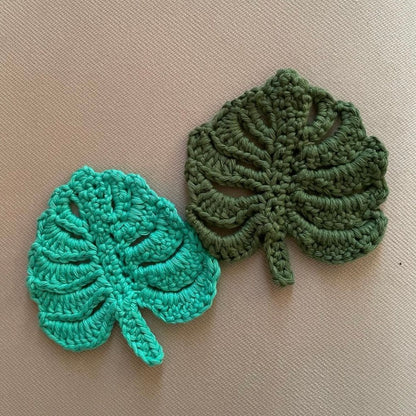 Custom Crochet Monstera Leaf Coaster