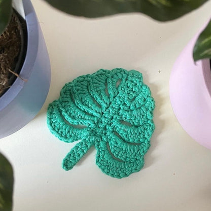 Custom Crochet Monstera Leaf Coaster