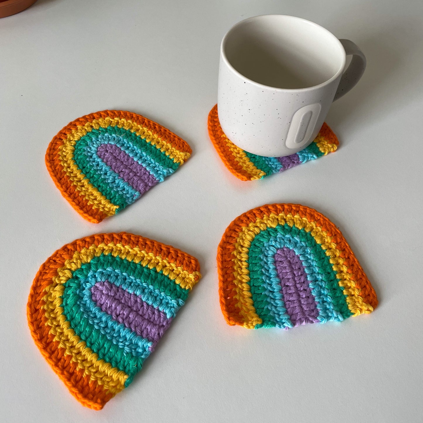 Rainbow Crochet Coasters