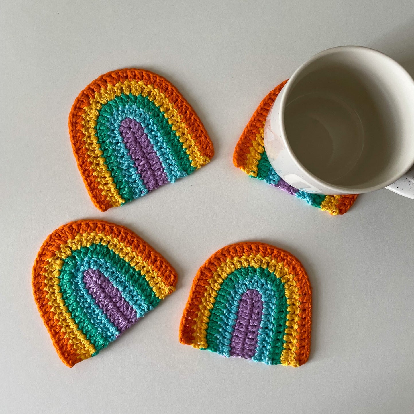 Rainbow Crochet Coasters