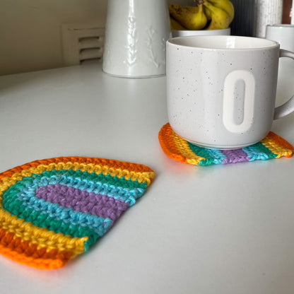 Rainbow Crochet Coasters