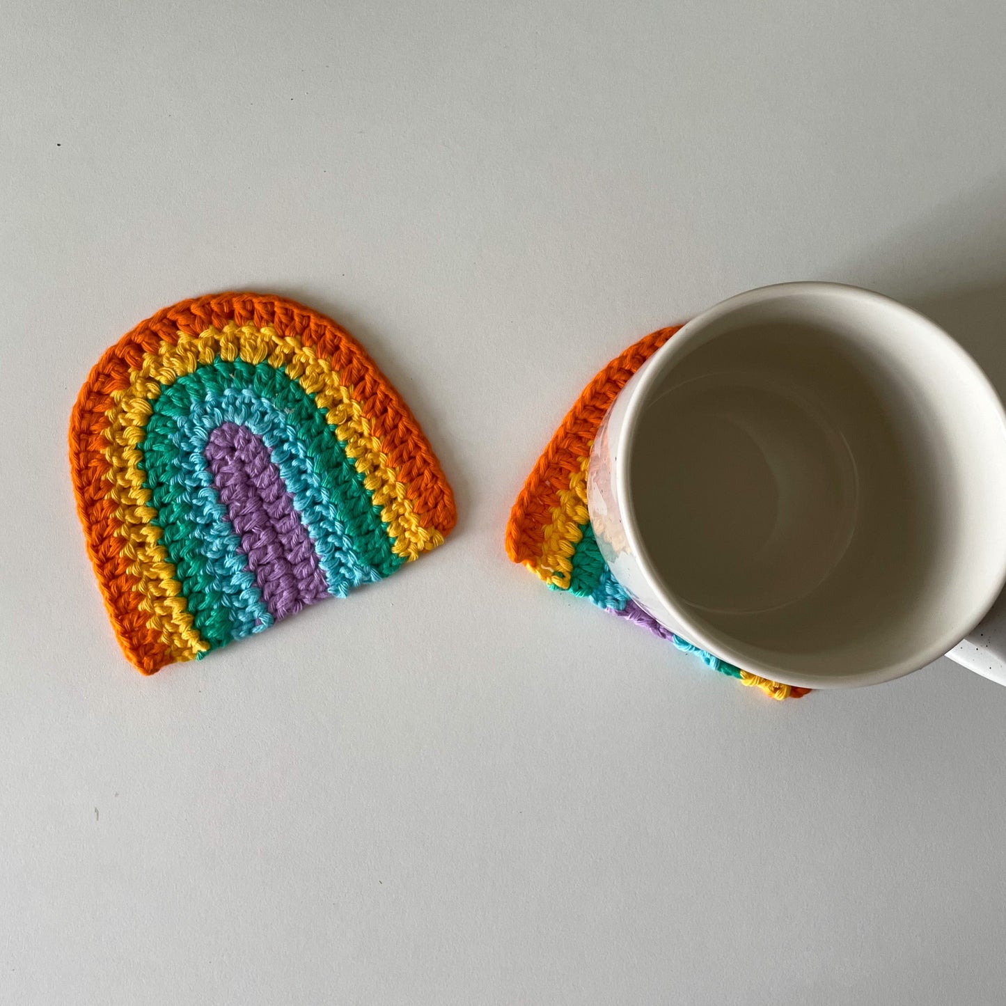 Rainbow Crochet Coasters