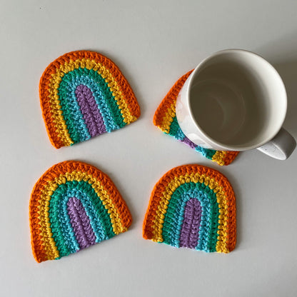 Rainbow Crochet Coasters