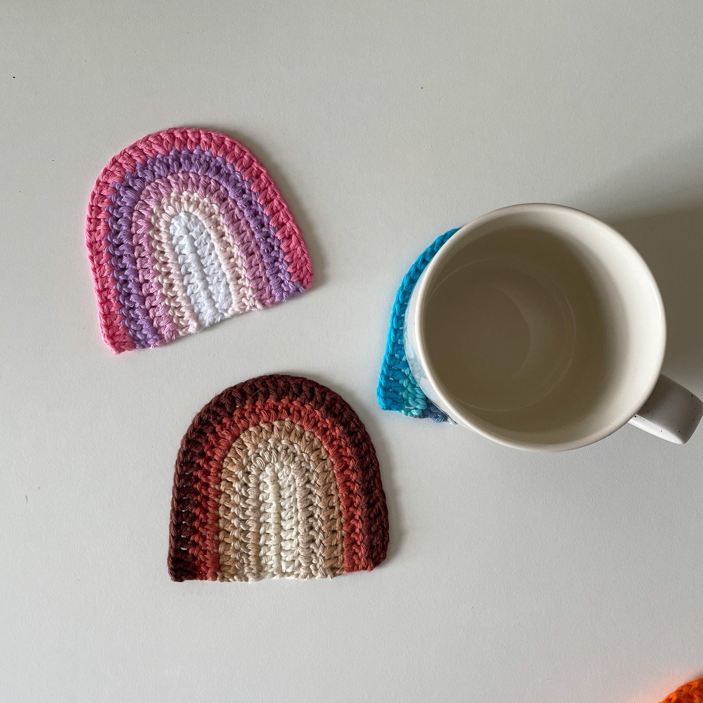 Rainbow Crochet Coasters