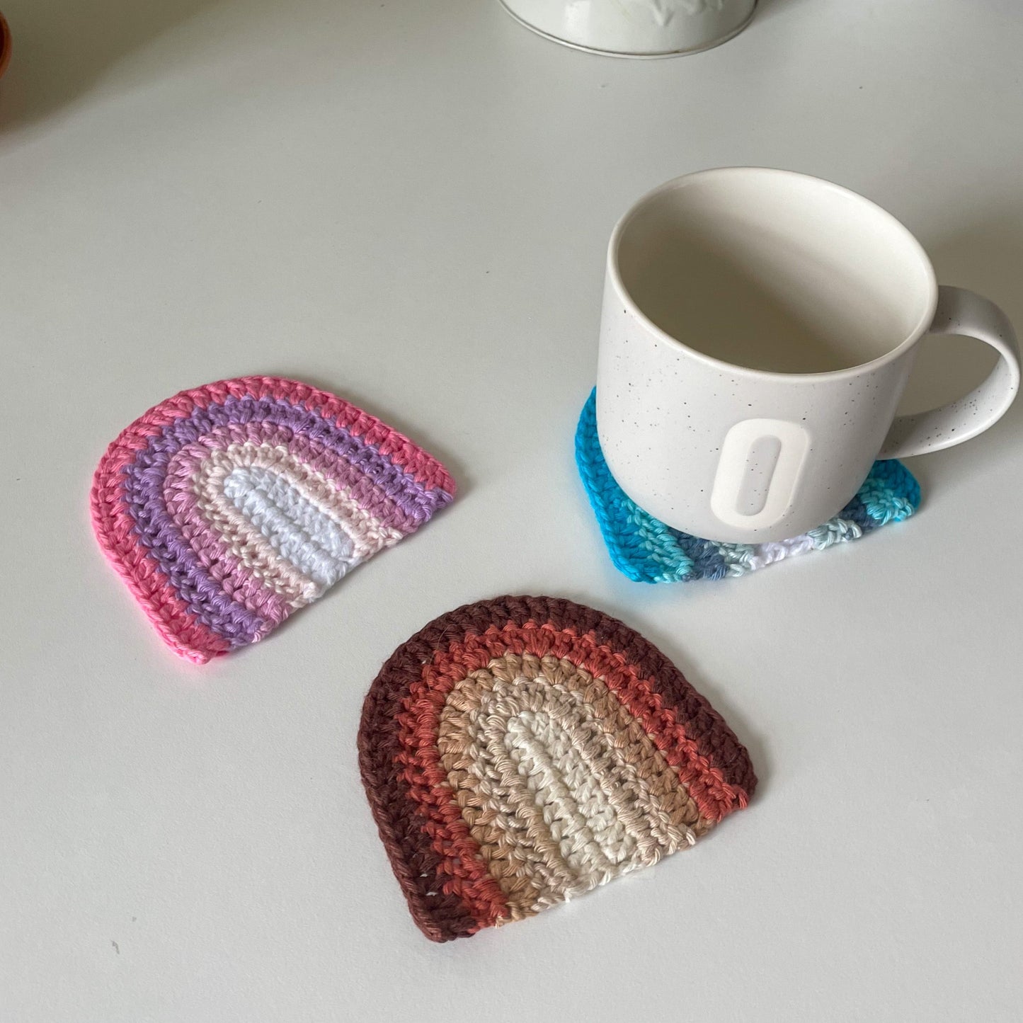 Rainbow Crochet Coasters