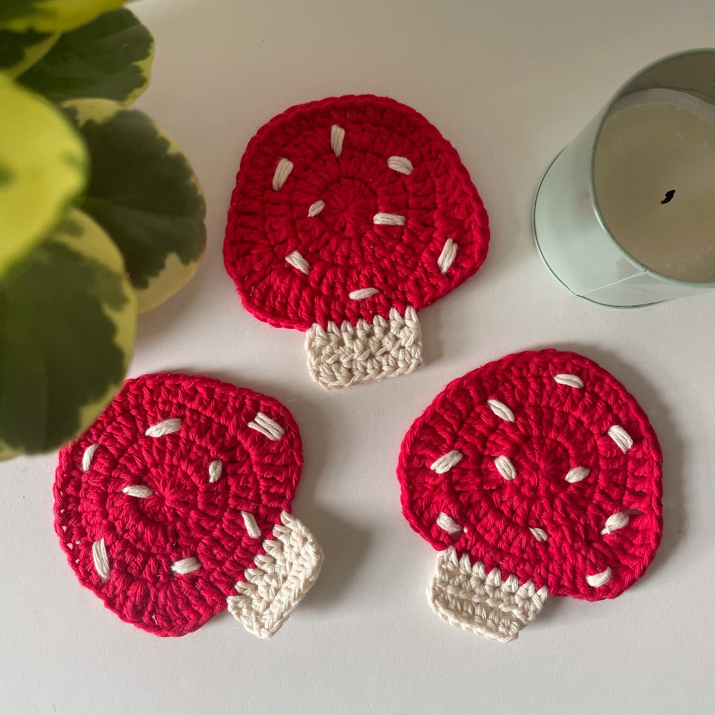 Crochet Mushroom Coasters