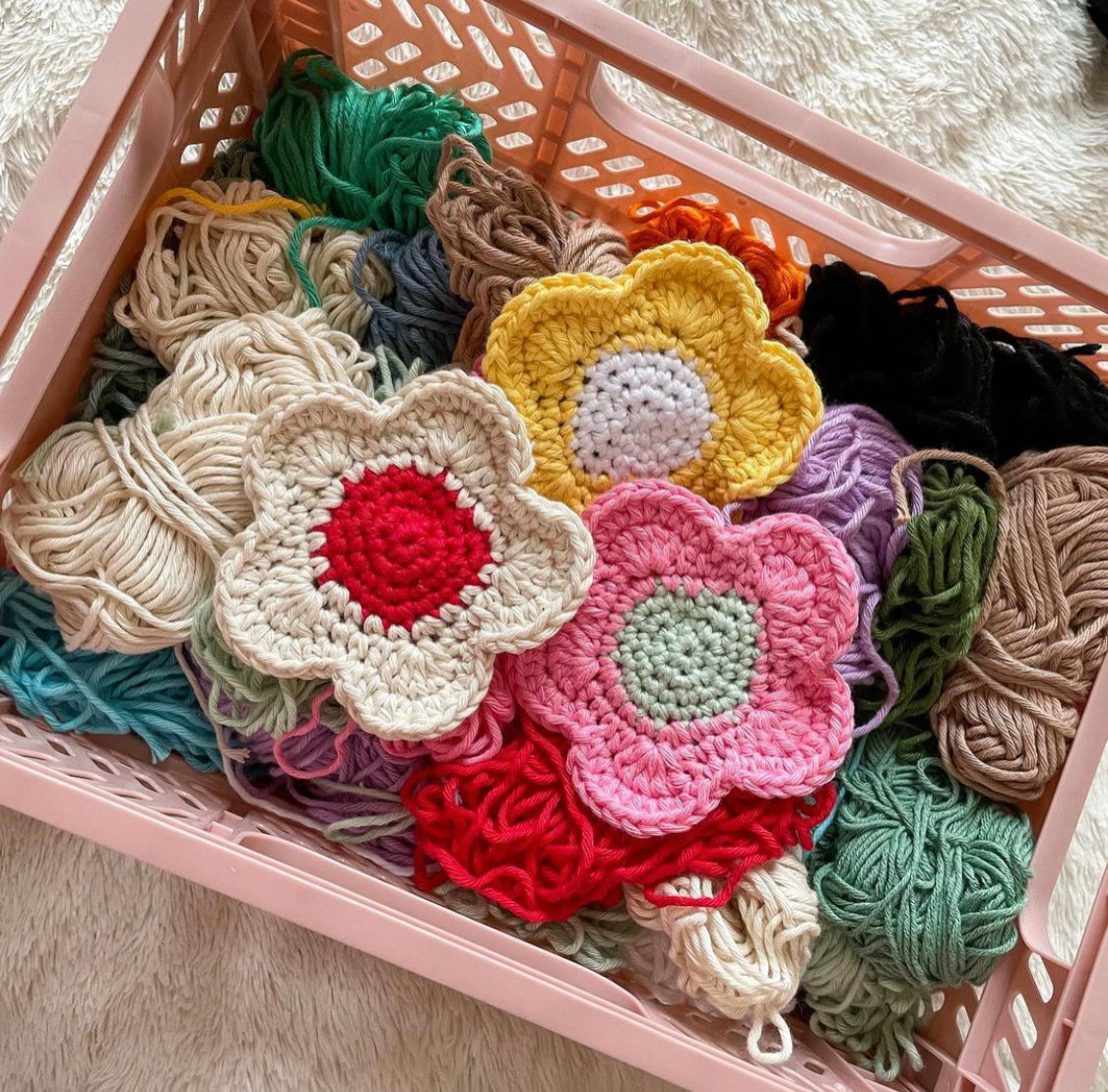 Custom Crochet Flower Coasters