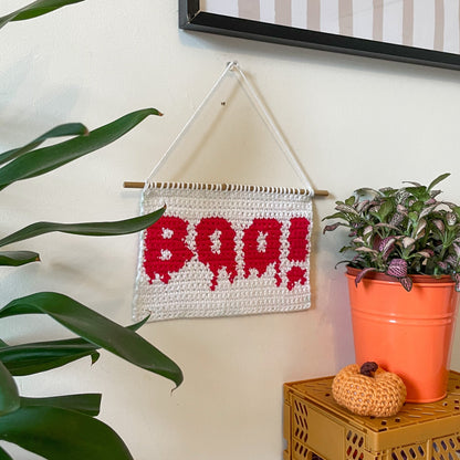 Crochet BOO Wall Hanging | Halloween