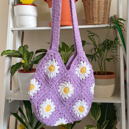 Crochet Daisy Bag in Purple