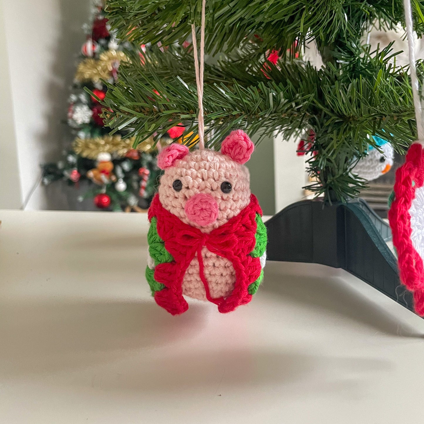 Crochet Pig in Blanket Christmas Ornament