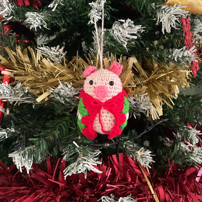 Crochet Pig in Blanket Christmas Ornament