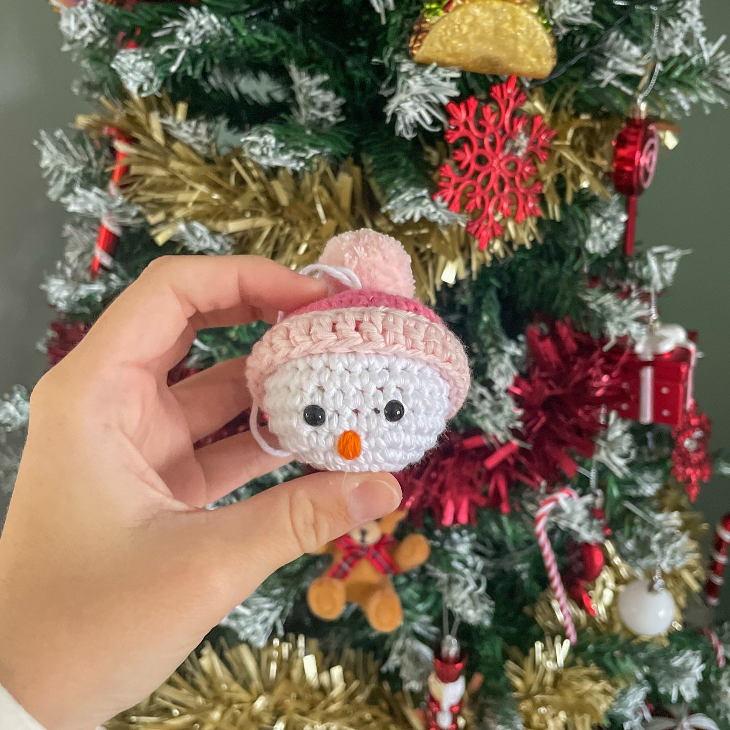 Crochet Snowman with Hat Bauble